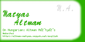 matyas altman business card